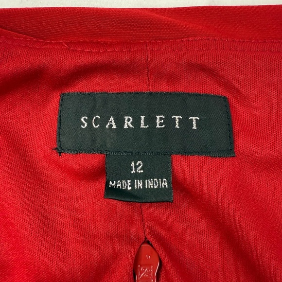 Scarlett Red Off-Shoulder Dress Horizontal Pleats Size 12 - Picture 6 of 11